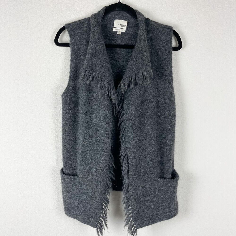 Aritzia Wilfred Fringe Vest Womens XS Gray Wool Alpaca Fei‎ Fei Open Front
